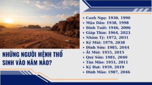 Mệnh Thổ sinh năm nào